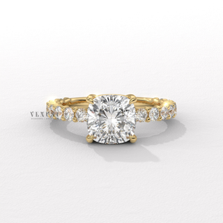 cushion cut pavé engagement ring