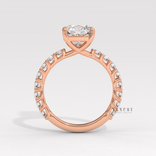 cushion cut pavé engagement ring platinum
