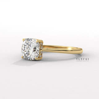 cushion diamond hidden halo cathedral ring