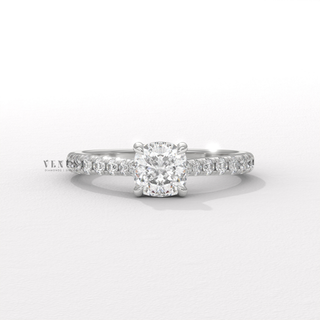 cushion cut pave engagement ring
