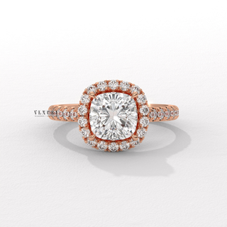 cushion halo gold ring, cushion halo white gold ring