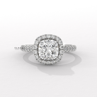 luxury cushion halo ring, elegant cushion halo ring