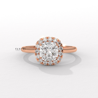 cushion halo solitaire ring with micro detail, cushion halo solitaire ring minimal design