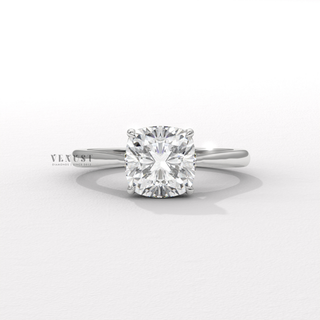 cushion hidden halo cathedral ring