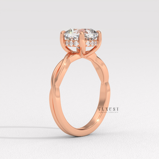 cushion moissanite infinity hidden halo ring