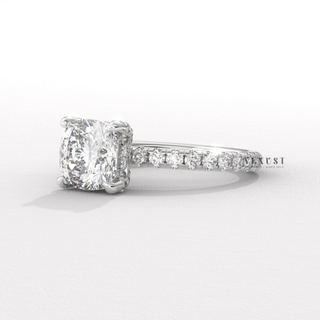 cushion pave halo engagement ring, cushion pave engagement ring, cushion cut pave engagement ring, cushion diamond pave ring, cushion pave diamond ring