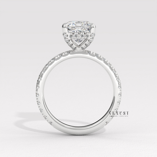 cushion pave moissanite engagement ring, cushion pave solitaire engagement ring