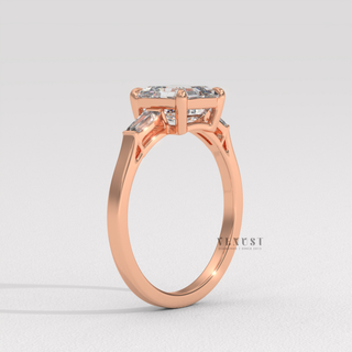 custom asscher three stone engagement ring
