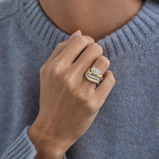 2.0ct Pear East West Moissanite Diamond Unique Curved Engagement Ring With Matching Band