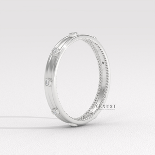 delicate pavé band round diamond ring