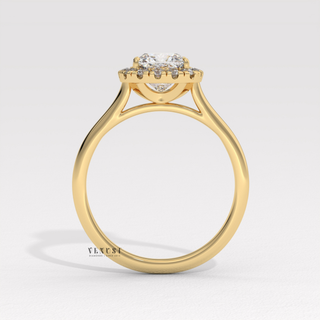 cushion halo solitaire ring with thin band, cushion halo solitaire ring with slim band