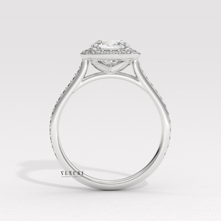 white gold cushion halo ring, cushion halo statement ring 