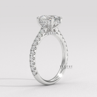 diamond engagement ring with pave band