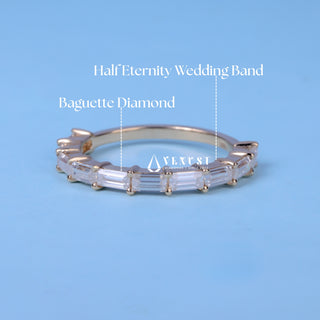0.60CT Baguette Shaped Bar Set  Moissanite Diamond Wedding Band