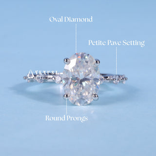 1.50CT Oval Cut Moissanite Diamond Petite Pave Engagement Ring
