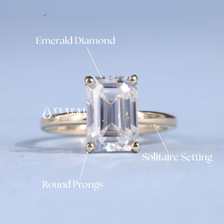 1.0CT Emerald Cut Moissanite Diamond Solitaire Engagement Ring