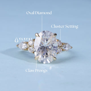 2.0CT Oval Cut Moissanite Diamond Cluster Engagement Ring