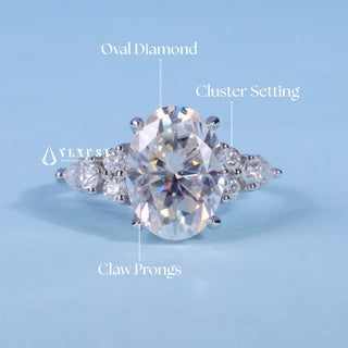 2.0CT Oval Cut Moissanite Diamond Cluster Engagement Ring