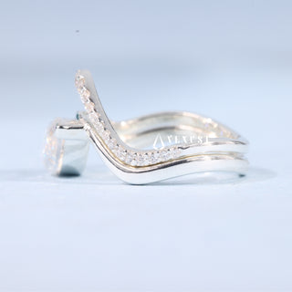 1.0CT-2.0CT Marquise Moissanite Diamond Unique East West Engagement Rings With Wedding Band