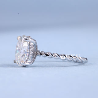 1.50CT Oval Cut Moissanite Diamond Hidden Halo Braided Engagement Ring