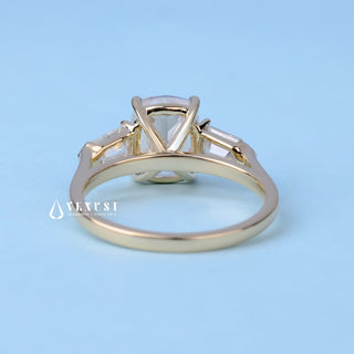 2.0CT Elongated Cushion Cut Moissanite Diamond Three Stone Engagement Rings