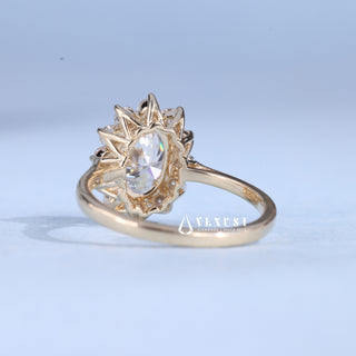 2.0CT Oval Cut Moissanite Diamond Halo Cathedral Engagement Rings