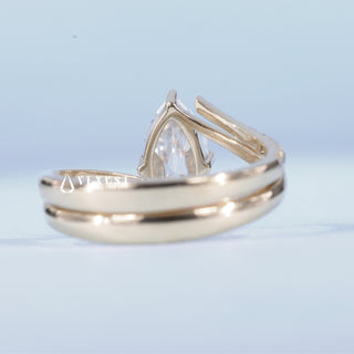 1.0CT-2.0CT Marquise Moissanite Diamond By Pass Engagement Ring With Wedding Band