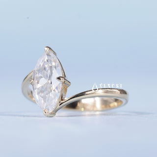 1.0CT Marquise Moissanite Diamond By Pass Engagement Ring