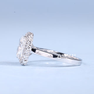 2.0CT Elongated Cushion Cut Moissanite Diamond Halo Cathedral Engagement Ring