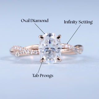 1.0CT Oval Cut Moissanite Diamond Infinity Engagement Ring