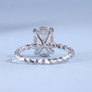 1.50CT Oval Cut Moissanite Diamond Hidden Halo Braided Engagement Ring