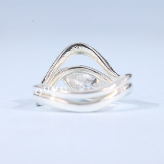 1.0CT-2.0CT Marquise Moissanite Diamond Unique East West Engagement Rings With Wedding Band