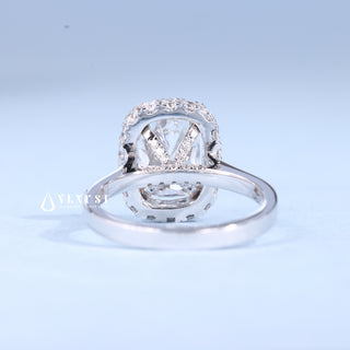 2.0CT Elongated Cushion Cut Moissanite Diamond Halo Cathedral Engagement Ring