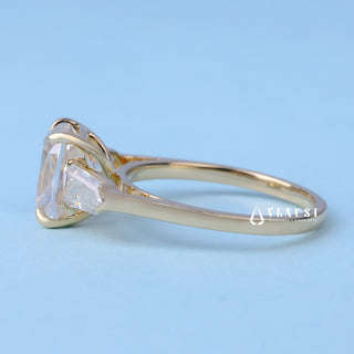 2.0CT Elongated Cushion Cut Moissanite Diamond Three Stone Engagement Rings