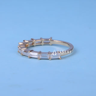 0.60CT Baguette Shaped Bar Set  Moissanite Diamond Wedding Band