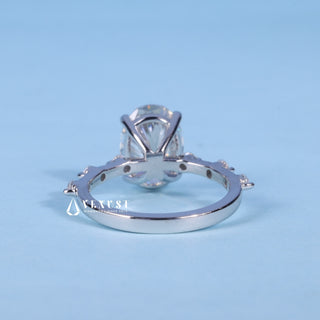 1.50CT Oval Cut Moissanite Diamond Petite Pave Engagement Ring