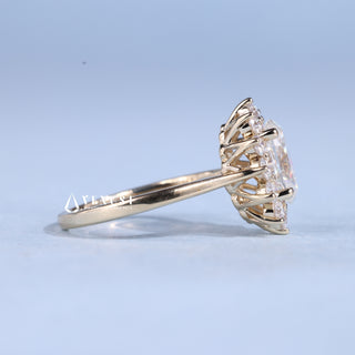 2.0CT Oval Cut Moissanite Diamond Halo Cathedral Engagement Rings