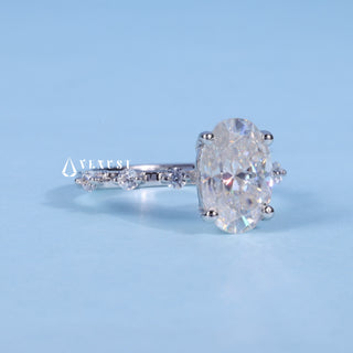 1.50CT Oval Cut Moissanite Diamond Petite Pave Engagement Ring