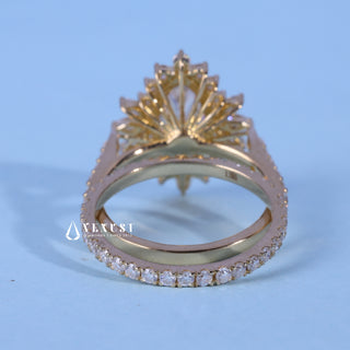 1.0ct Marquise Cut Cluster Halo Diamond Vintage Style Engagement Ring With Wedding Band