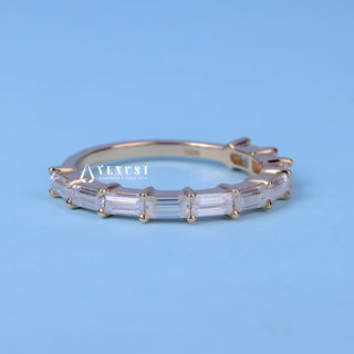 0.60CT Baguette Shaped Bar Set  Moissanite Diamond Wedding Band