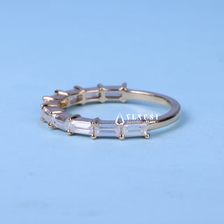 0.60CT Baguette Shaped Bar Set  Moissanite Diamond Wedding Band