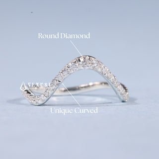 Round Moissanite Diamond Unique Curved Wedding Bands For Women
