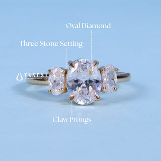 1.0CT Oval Cut Moissanite Diamond Three Stone Engagement Ring