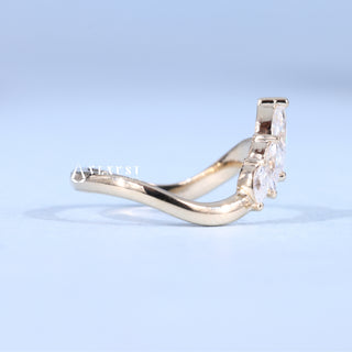 Marquise Cut Moissanite Diamond Unique Curved Wedding Bands For Women