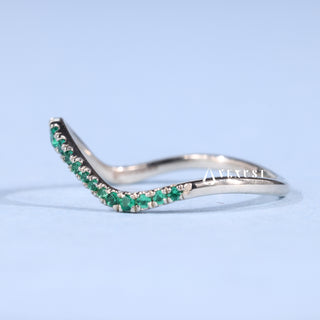 Round Moissanite Diamond Unique Curved Wedding Band