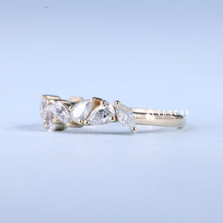 Pear & Marquise Cut Cluster Moissanite Diamond Wedding Band