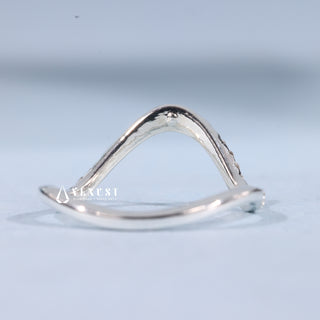 Round Moissanite Diamond Unique Curved Wedding Bands For Women