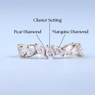 Pear & Marquise Cut Cluster Moissanite Diamond Wedding Band