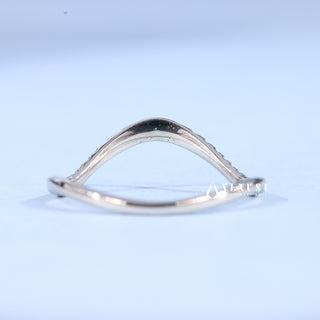 Round Moissanite Diamond Unique Curved Wedding Band
