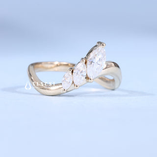 Marquise Cut Moissanite Diamond Unique Curved Wedding Bands For Women